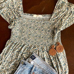 REWIND | Super soft blue daisy blouse | S